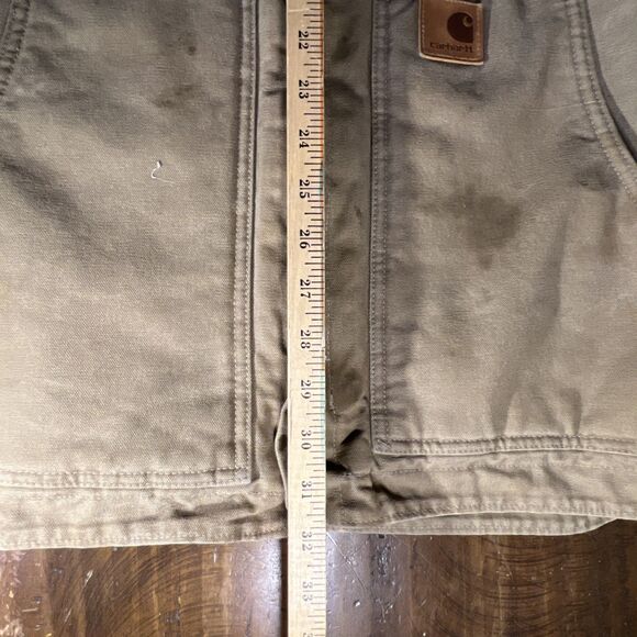 Carhartt  Denim Jacket RN#14806 Mens Size XL Brown Fleece Lined Distressed Logo - Picture 12 of 12